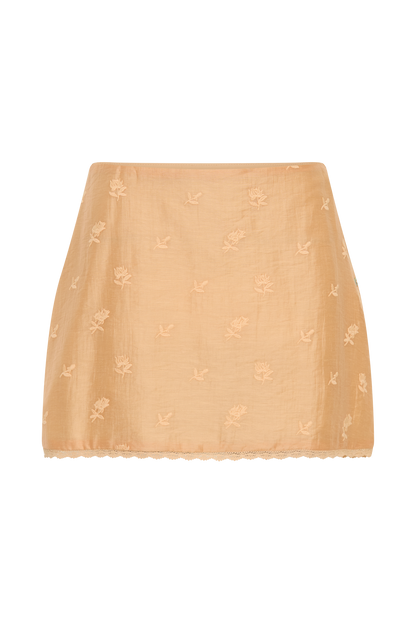 Vivian Embroidered Mini Skirt - Orange