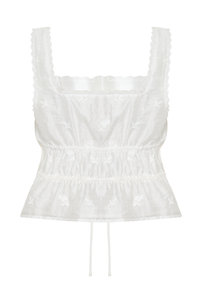 Vivian Embroidered Sleeveless Top - White