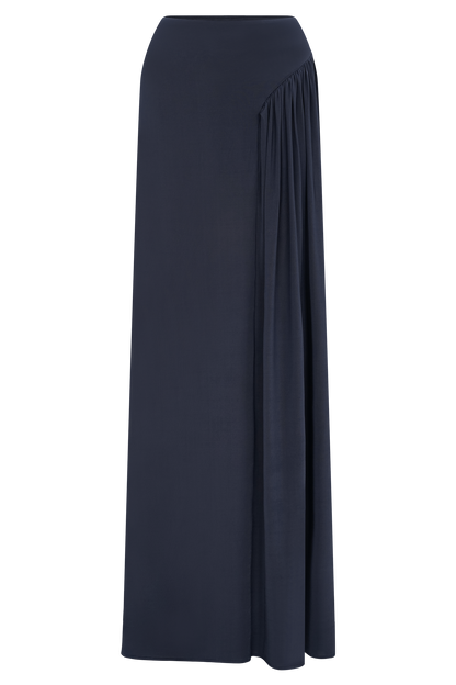 Vivica Slinky Gathered Maxi Skirt - Midnight Navy