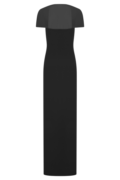 Wyatt Slinky And Mesh Maxi Dress - Black