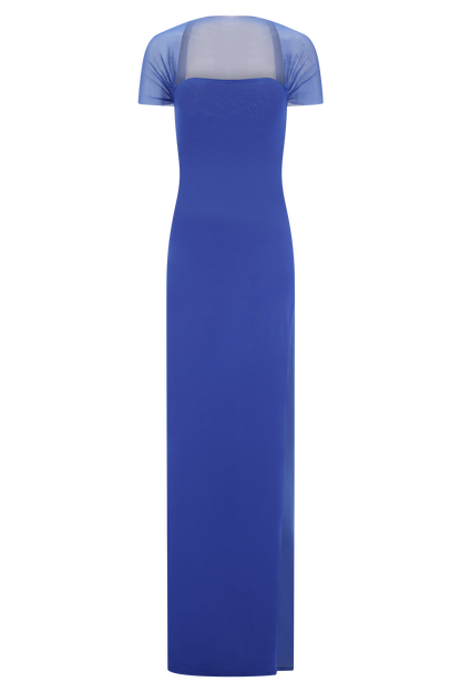 Wyatt Slinky And Mesh Maxi Dress - Cobalt Blue