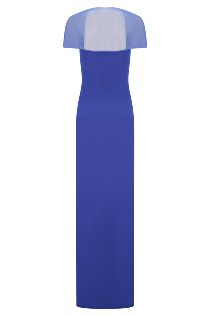 Wyatt Slinky And Mesh Maxi Dress - Cobalt Blue