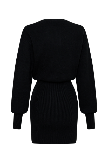 Xaden Wool Mix Knit Mini Dress - Black