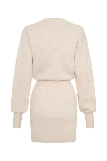 Xaden Wool Mix Knit Mini Dress - Oat Marle