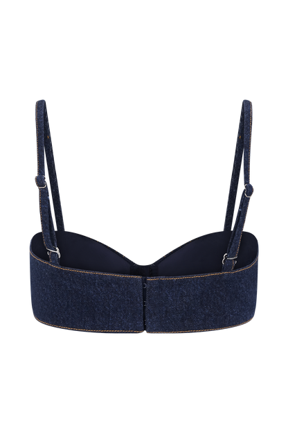 Belle Denim Cropped Bralette - Indigo Blue