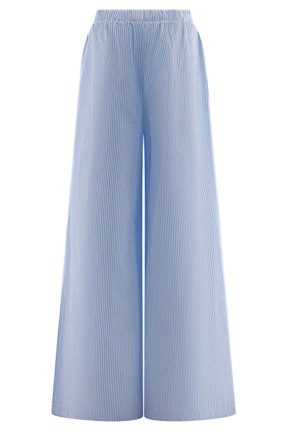 Hansen Wide Leg Pants - Blue Pinstripe