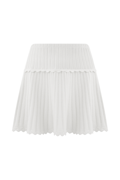 Indy Pointelle Knit Mini Skirt - Ivory