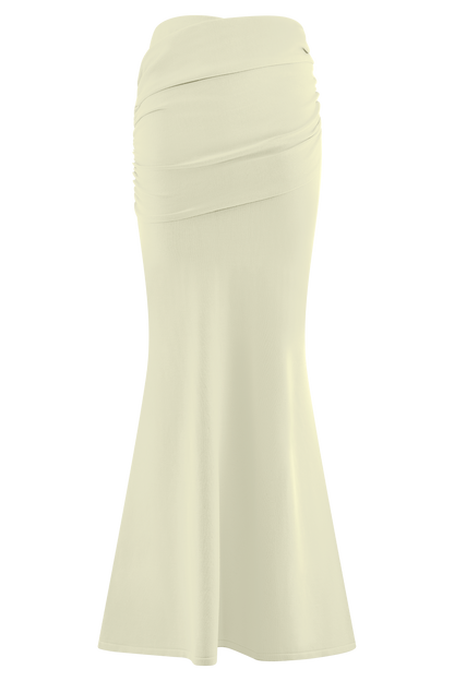 Irene Gathered Knit Maxi Skirt - Ivory
