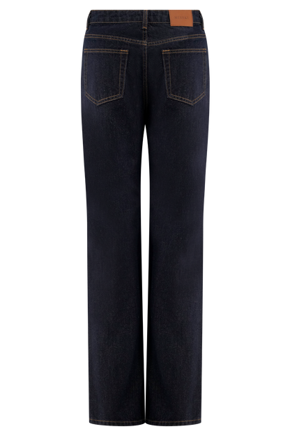 Janine High Waisted Straight Leg Jeans - Washed Indigo Blue