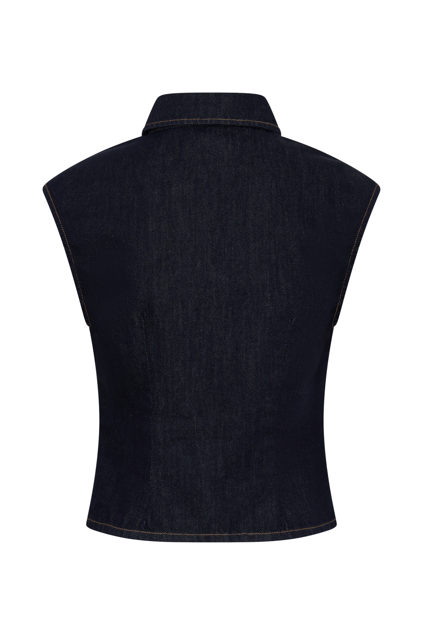Jeremy Collared Denim Longline Top - Washed Indigo Blue