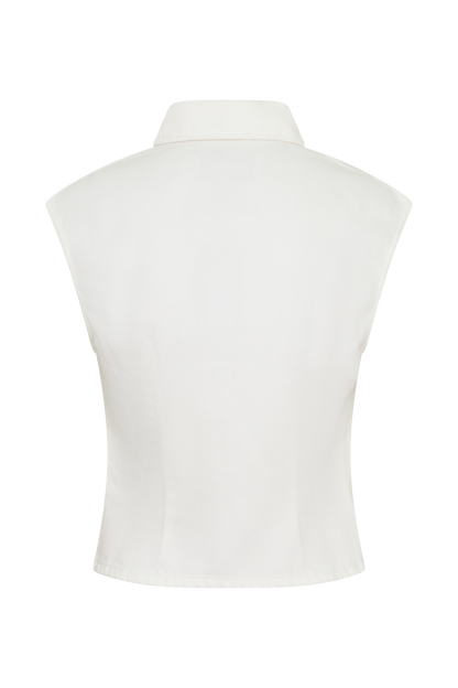 Jeremy Collared Denim Longline Top - White
