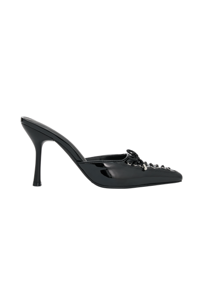Joanne Patent Lace Up Heels - Black