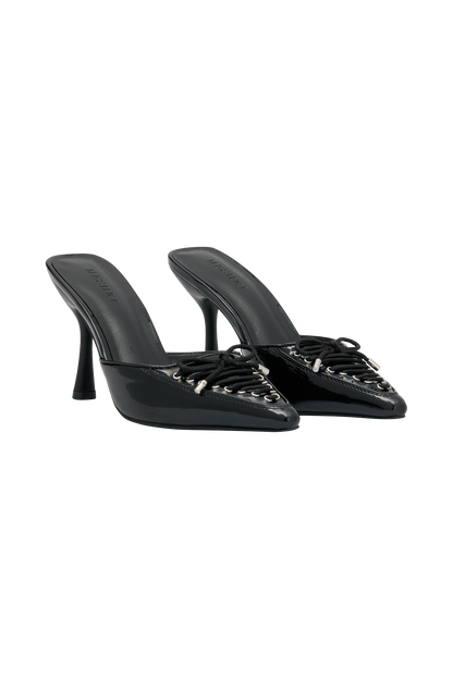 Joanne Patent Lace Up Heels - Black
