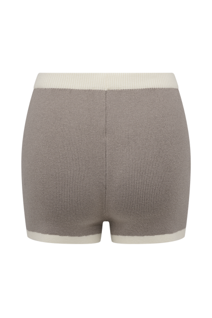 Julianne Contrast Knit Shorts - Pebble/Ivory