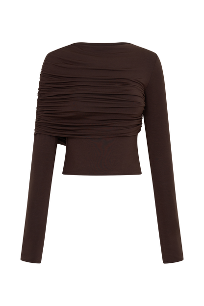 Keaton Modal Long Sleeve Overlay Top - Espresso