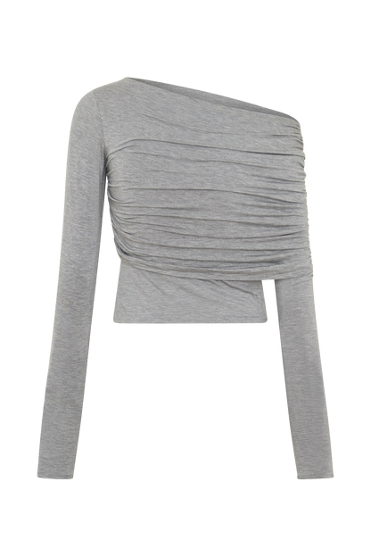 Keaton Modal Long Sleeve Overlay Top - Grey Marle