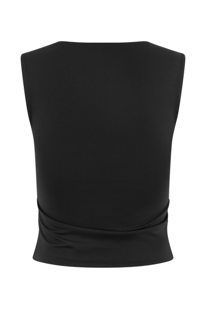 Linley Recycled Nylon Long Line Top - Black