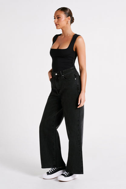 Linley Recycled Nylon Long Line Top - Black