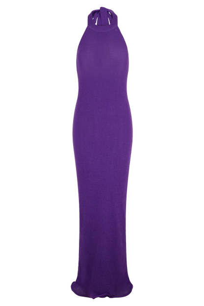 Melodie Halter Knit Maxi Dress - Purple