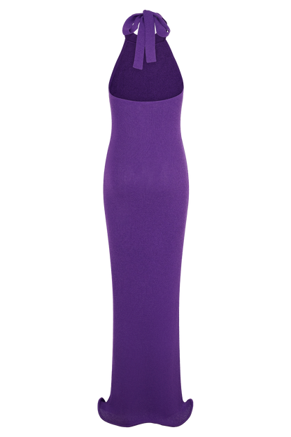 Melodie Halter Knit Maxi Dress - Purple