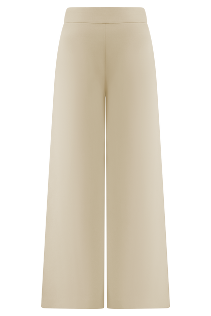 Raya Mid Rise Wide Leg Linen Pant - Natural Beige