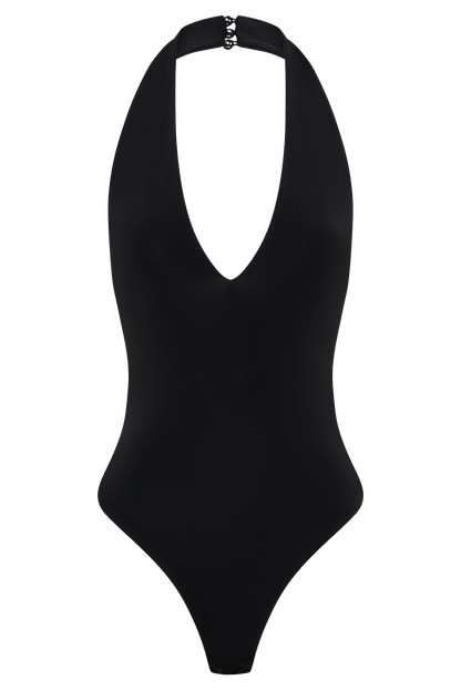 Rebekah Slinky Halter Bodysuit - Black