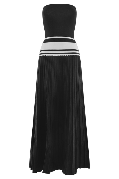 Solaris Strapless Contrast Knit Maxi Dress - Black/White
