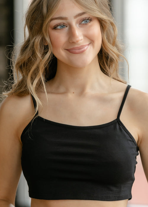 Adjustable Black Cropped Demi Tank