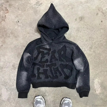 American Gothic Skull Large Zipper Hoodie