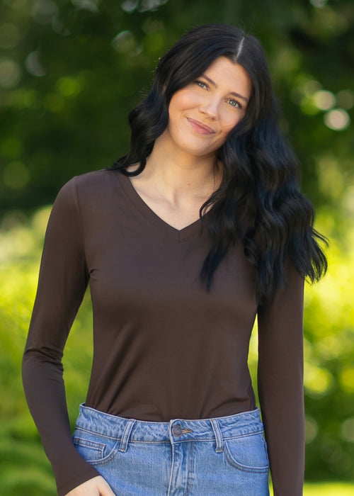 Basic Soft V-Neck Long Sleeve T-shirt - FINAL SALE