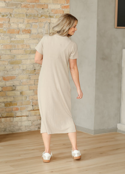 Baylor Taupe Ribbed T-shirt Dress