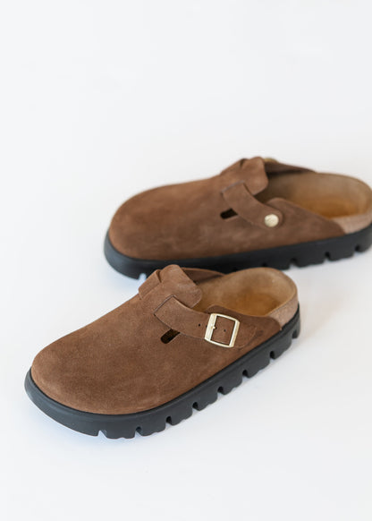Birkenstock® Dark Tea Suede Boston Chunky Clog