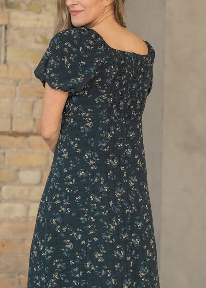 Black Floral Square Neck Maxi Dress