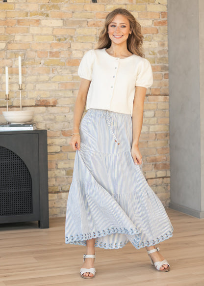 Embroidered Detail Midi Skirt