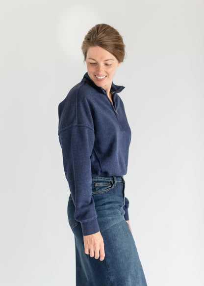 Cameryn Quarter Zip Drop Sleeve Sweatshirt - FINAL SALE