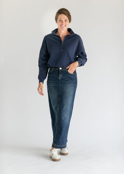 Cameryn Quarter Zip Drop Sleeve Sweatshirt - FINAL SALE