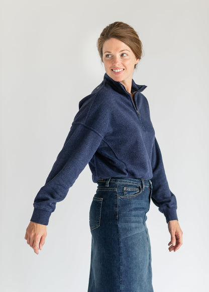 Cameryn Quarter Zip Drop Sleeve Sweatshirt - FINAL SALE