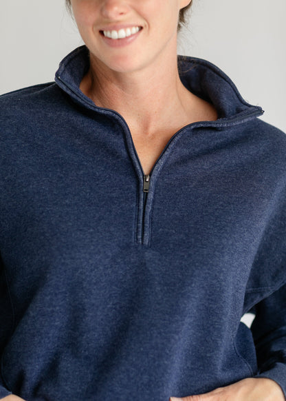 Cameryn Quarter Zip Drop Sleeve Sweatshirt - FINAL SALE