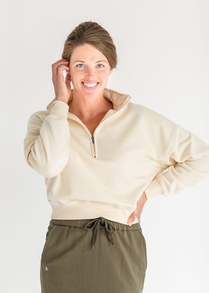 Cameryn Quarter Zip Drop Sleeve Sweatshirt - FINAL SALE