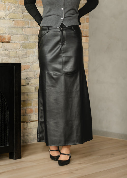 Camilla Black Faux Leather Maxi Skirt - FINAL SALE