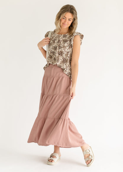 Chambray Tiered Colored Denim Skirt - FINAL SALE
