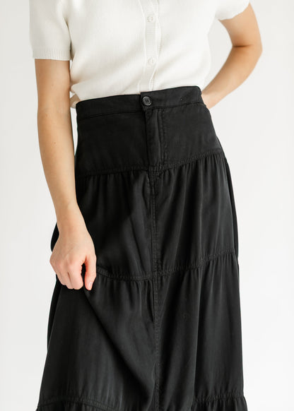 Chambray Tiered Colored Denim Skirt - FINAL SALE