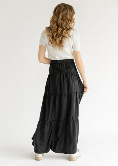 Chambray Tiered Colored Denim Skirt - FINAL SALE