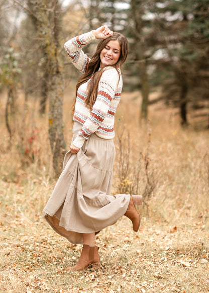 Chambray Tiered Colored Denim Skirt - FINAL SALE