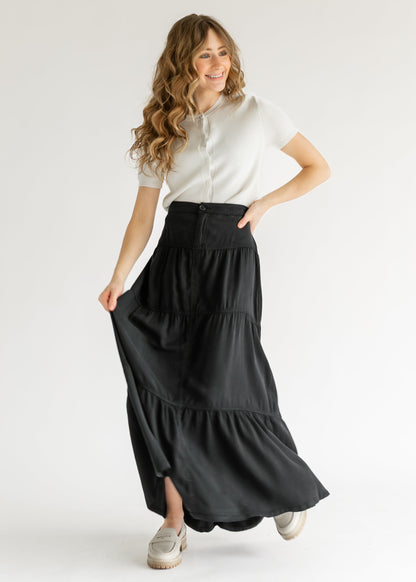 Chambray Tiered Colored Denim Skirt - FINAL SALE