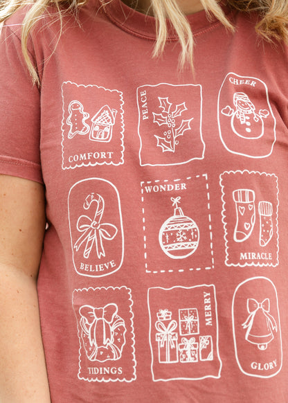 Christmas Stamps Holiday Graphic T-Shirt - FINAL SALE