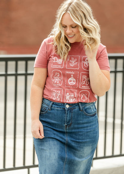 Christmas Stamps Holiday Graphic T-Shirt - FINAL SALE