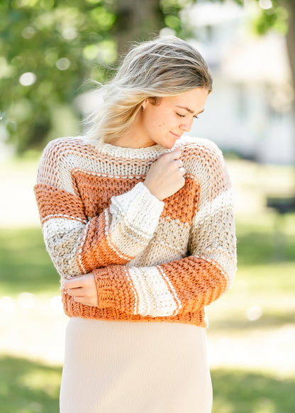 Chunky Knit Striped Crewneck Sweater - FINAL SALE