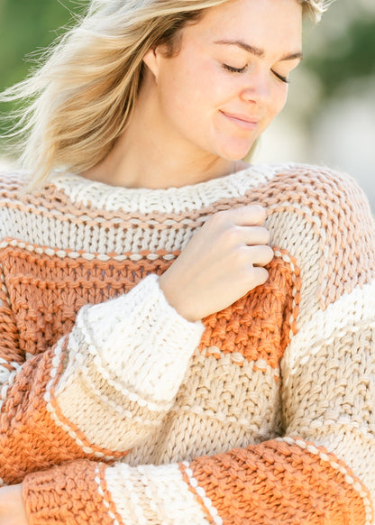 Chunky Knit Striped Crewneck Sweater - FINAL SALE