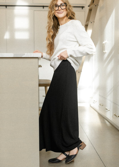 Clarise Black Premium Knit Maxi Skirt